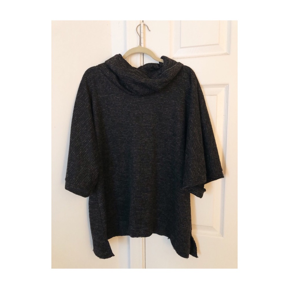 Grey textured cowl neck sweater